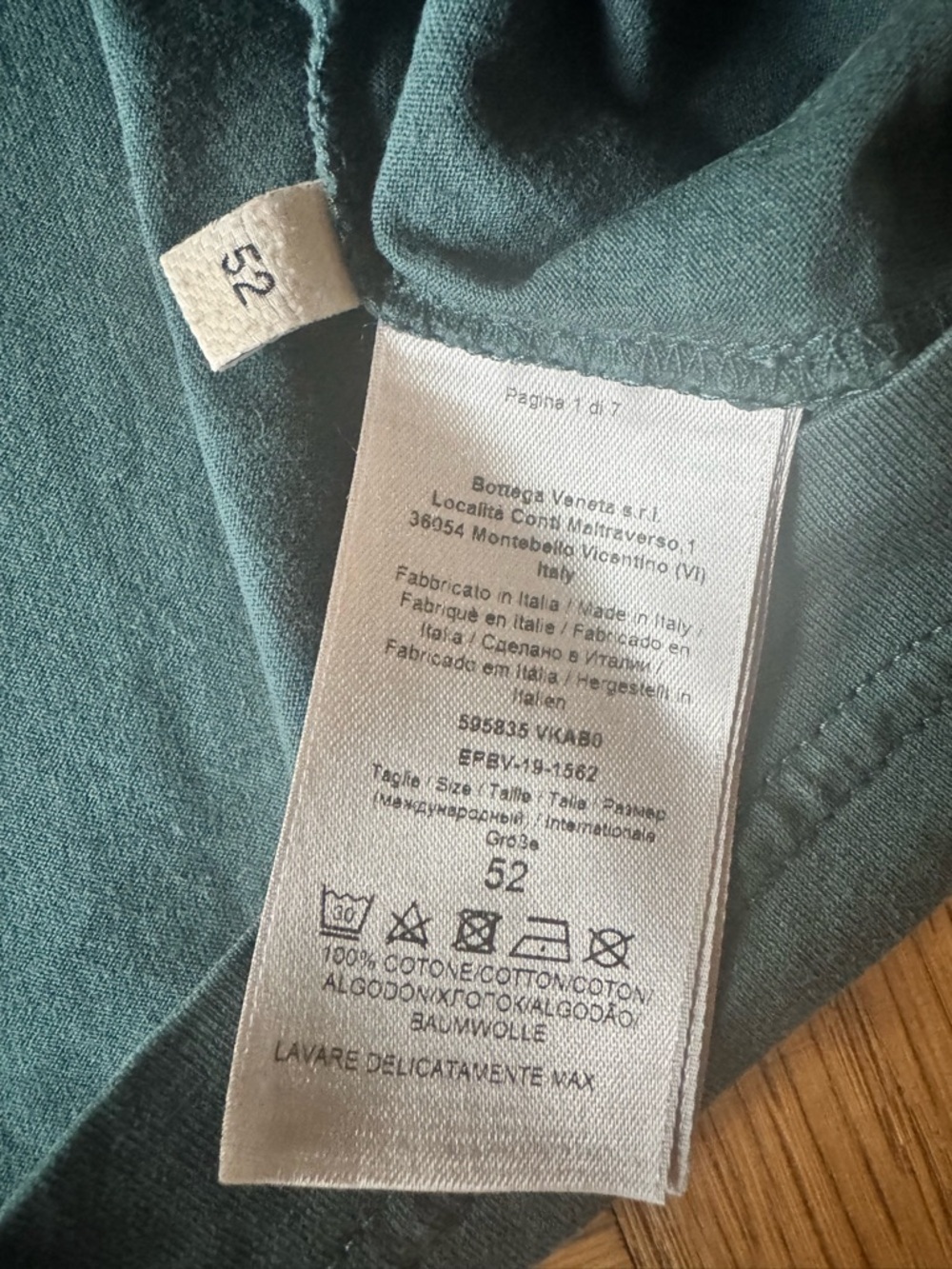 Bottega Veneta 52 Mens Large T Shirt Green Crew Neck Short Sleeve Cotton - Picture 4 of 10